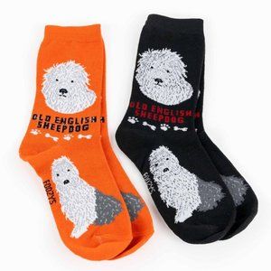 Old English Sheepdog Large Bob-Tail Dog Foozys Puppy Loyal Cute Socks 2 Pairs